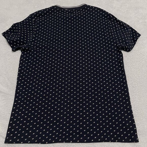 Craft Flow Shirt Mens Medium Blue Navy Modern Geometric Bird Dots Print Knitwear - Picture 3 of 7